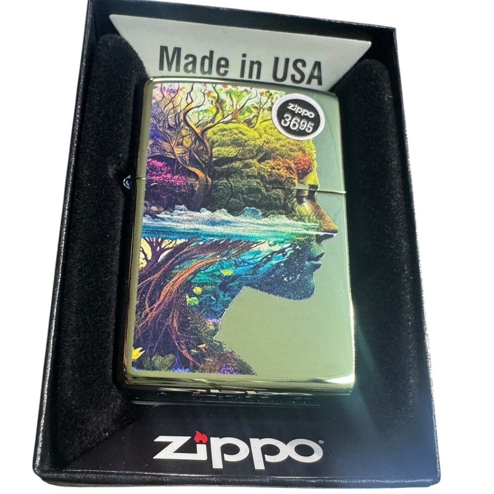 Zippo Face of Nature Design Lighter, Colorful Tree and Water , Made in USA
